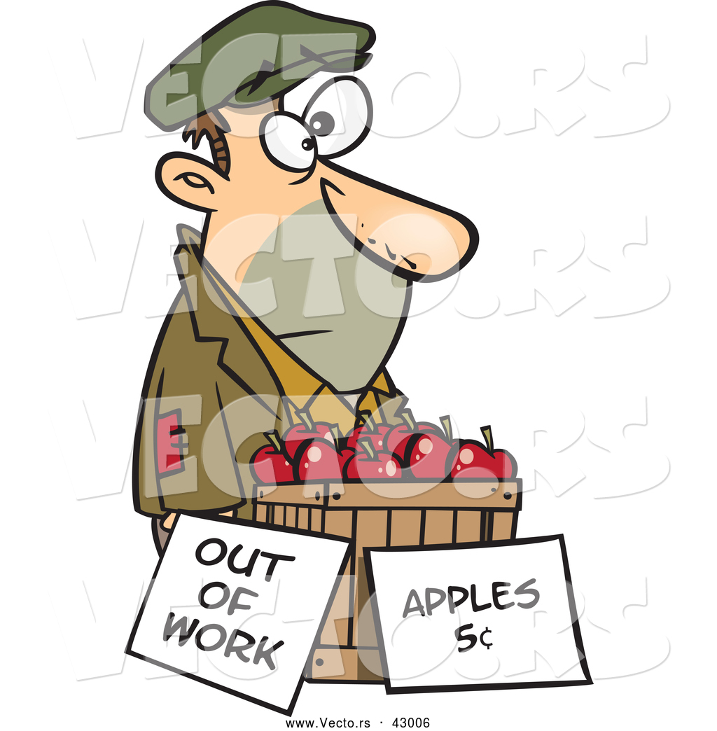 1024x1044 Vector Of A Homeless Cartoon Man Trying To Sell Fresh Red Apples