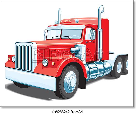 560x470 Free Art Print Of Semi Truck Vector Red Semi Truck Isolated