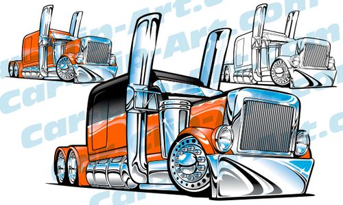 500x300 Peterbilt Truck 'cartoon' Vector Art Car Clip Designs