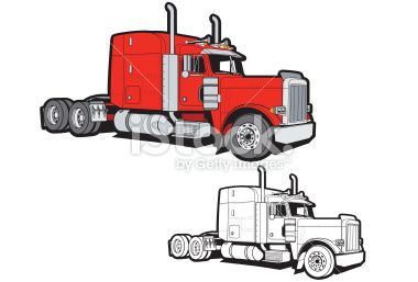 380x257 A View Illustration Of A Semi Truck One Color Version Also
