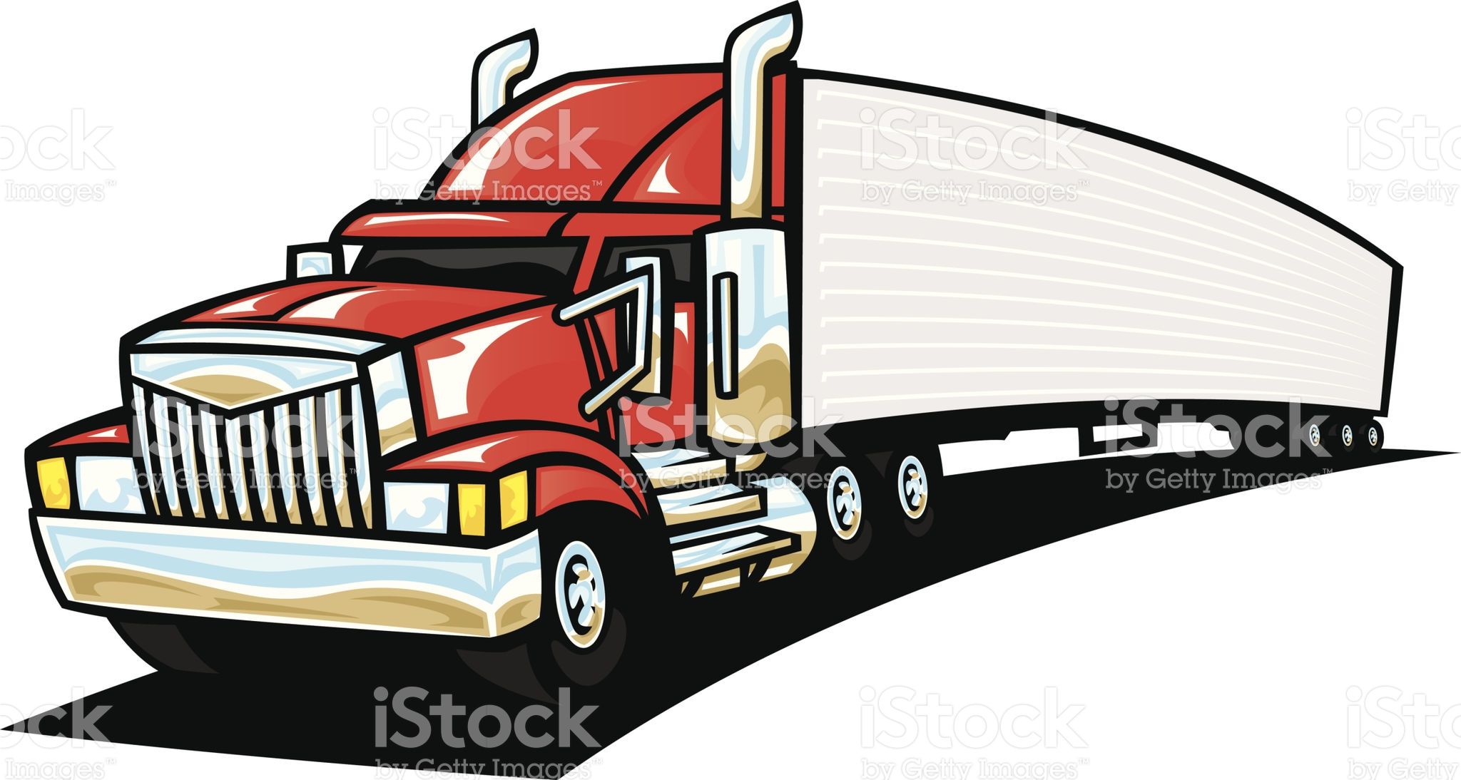2048x1094 Cartoon Semi Truck Stock Illustration