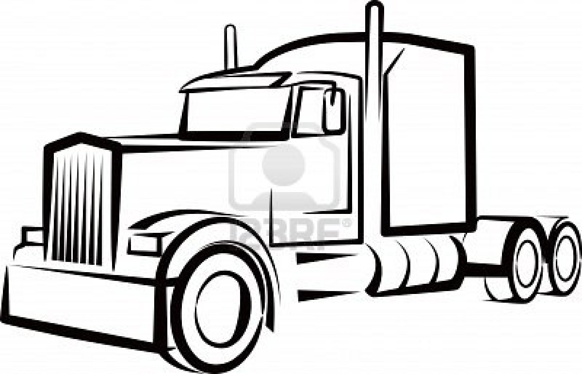 1200x771 Collection Of 'semi Truck Line Drawing' Download More Than