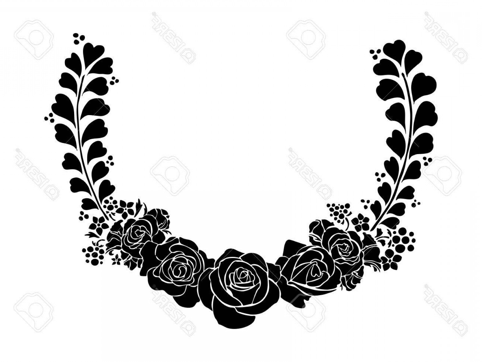 1560x1170 Photostock Vector Silhouette Rose Ink Sketch Drawing In Semicircle