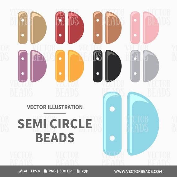 570x570 Vector Clipart Set Of Semi Circle Beads