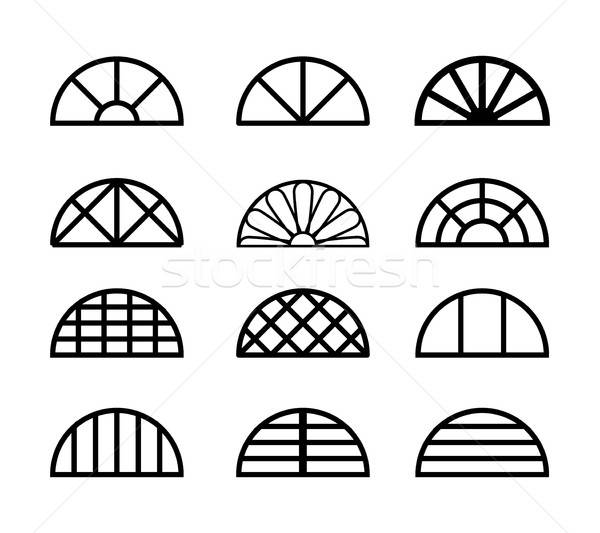 600x533 Window Frame In Semicircle Shape, Vector Vector Illustration