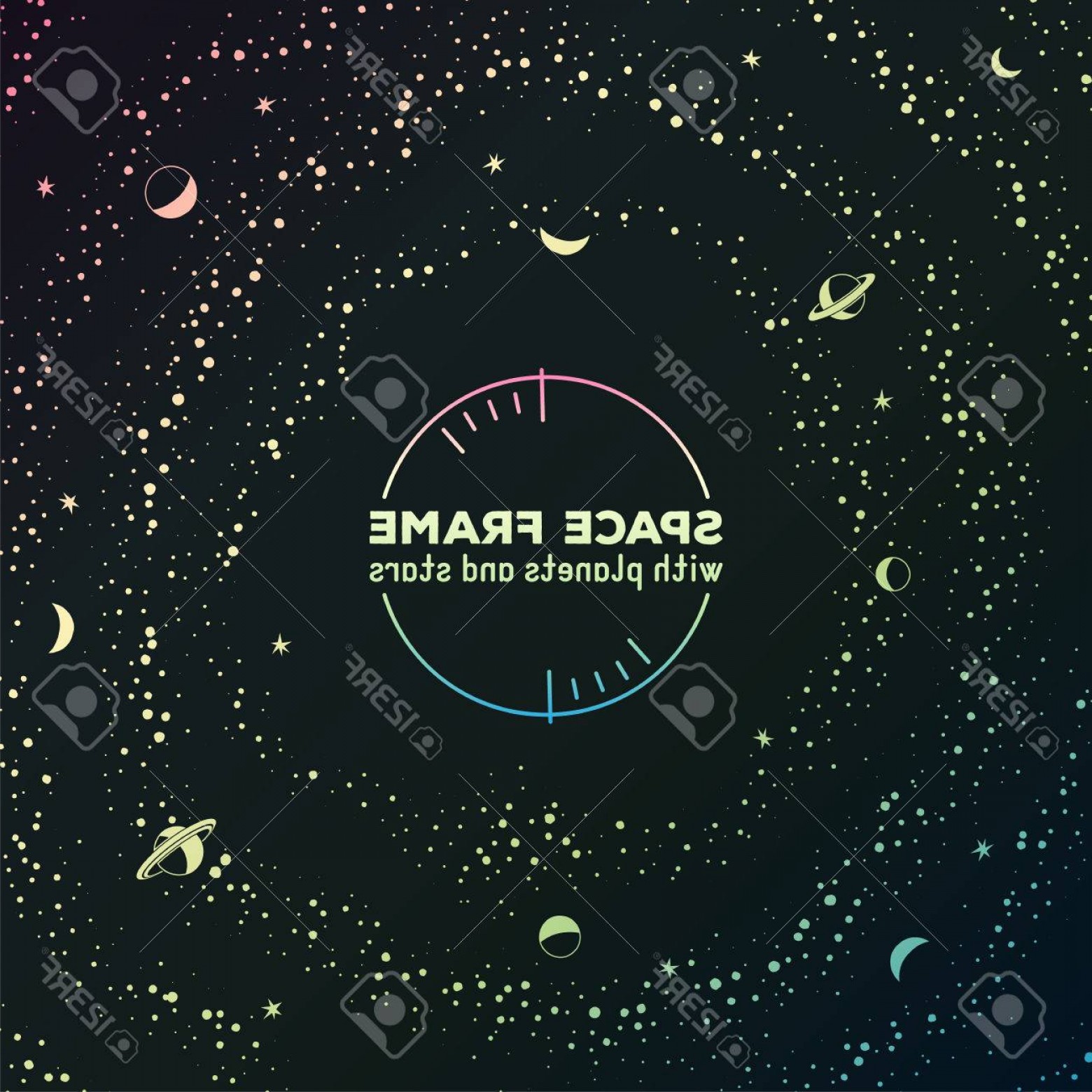 1560x1560 Photostock Vector Retro Sci Fi Frame With Space Stars And Planets