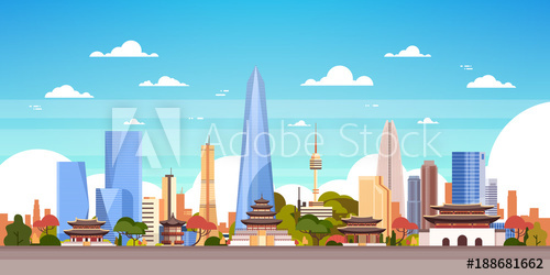 Seoul City Background South Korea Skyline View With Skyscrapers 500x250 Seoul City Background South Korea Skyline View With Skyscrapers