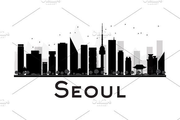 Seoul City Skyline Silhouette 580x386 Seoul City Skyline Silhouette