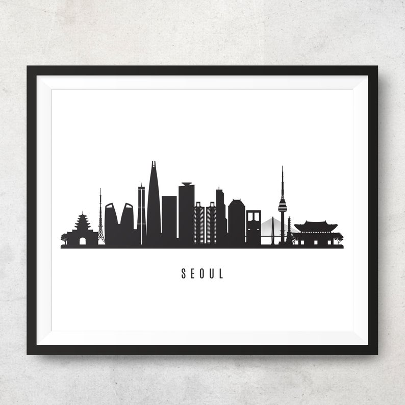 Seoul Skyline Printable Black White Wall Art Seoul South Etsy 794x794 Seoul Skyline Printable Black White Wall Art Seoul South Etsy