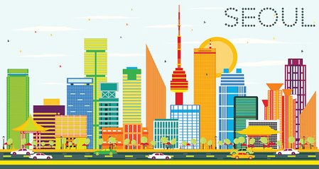 Seoul Skyline With Color Buildings And Blue Stock Vectors 449x239 Seoul Skyline With Color Buildings And Blue Stock Vectors