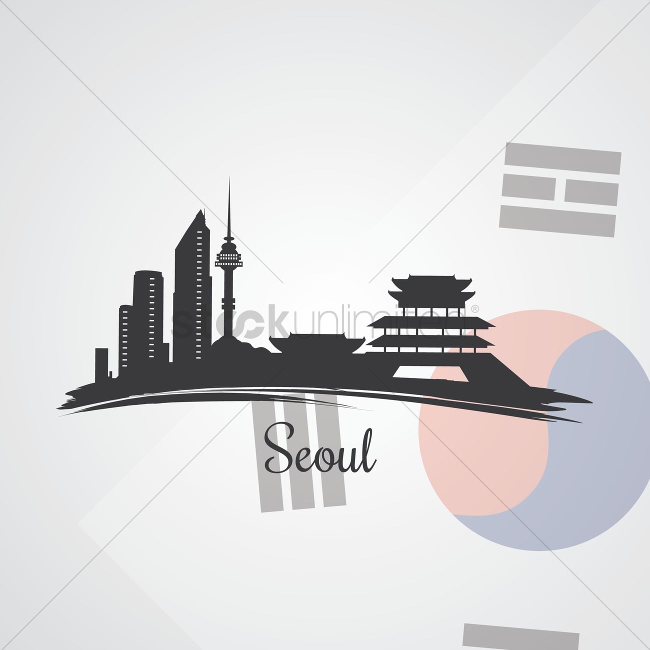 Seoul Skyline Silhouette Vector Image 1300x1300 Seoul Skyline Silhouette Vector Image