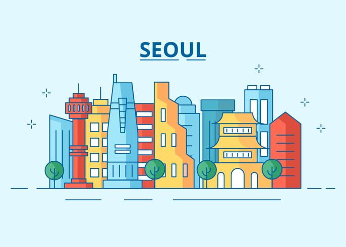Colorful Seoul City Skyline Vector Free Graphics 686x490 Colorful Seoul City Skyline Vector Free Graphics