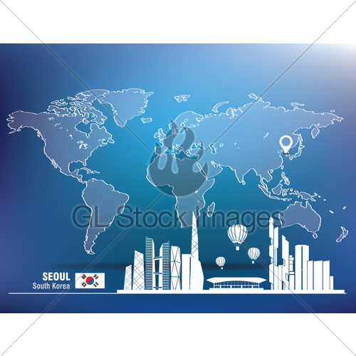 Map Pin With Seoul Skyline Gl Stock Images 500x500 Map Pin With Seoul Skyline Gl Stock Images