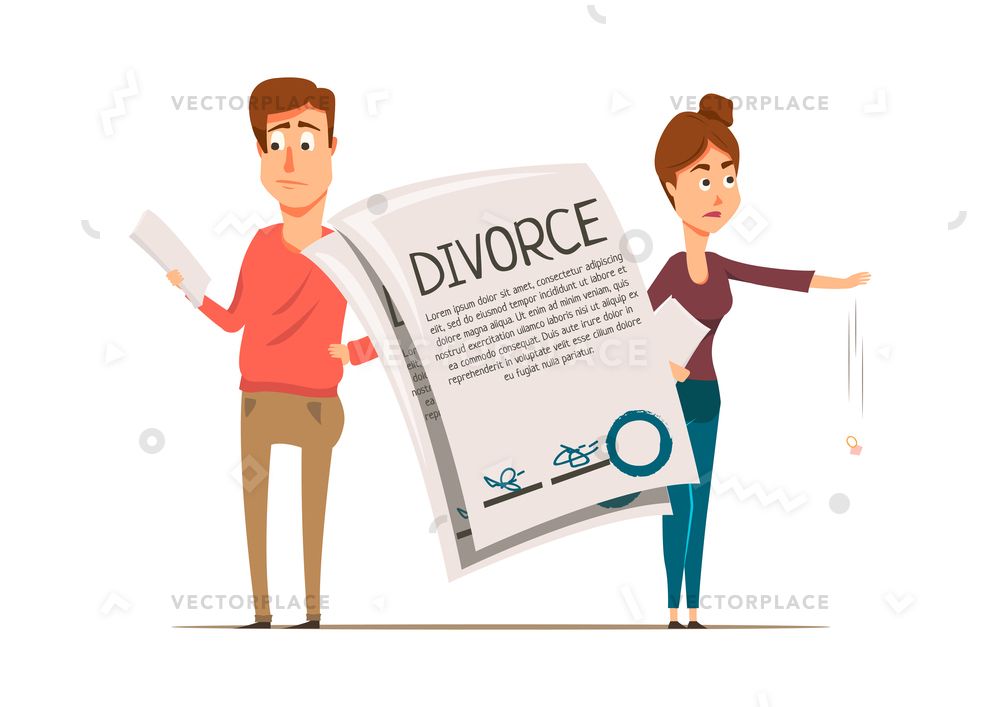 Marriage Divorce Set Flat Composition With Unhappy Partners Drawn 1000x707 Marriage Divorce Set Flat Composition With Unhappy Partners Drawn