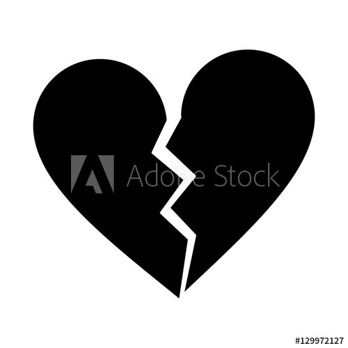 Silhouette Heart Broken Sad Separation Vector Illustration 500x500 Silhouette Heart Broken Sad Separation Vector Illustration