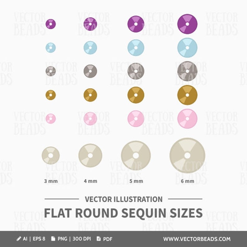 794x794 Vector Clipart Set Of Flat Round Sequins Sequin Sizes Etsy