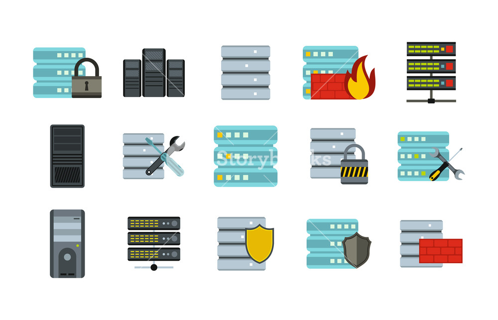 1000x643 Server Icon Set Flat Set Of Server Vector Icons For Web Design