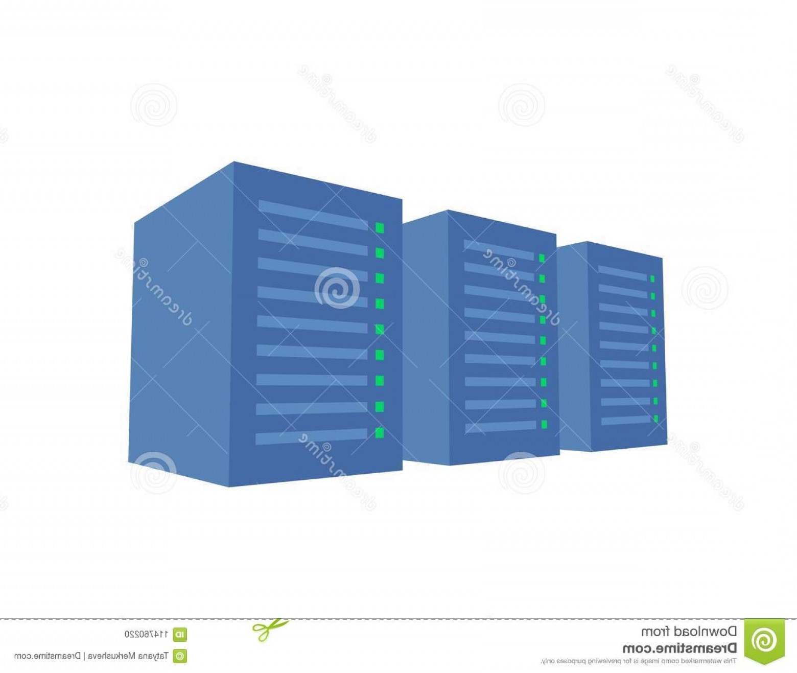 1560x1317 Server Rack Three Blue Servers Farm Data Center Concept Vector