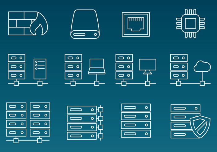 700x490 Server Rack Vector Line Icons Free Icon Packs Ui Download