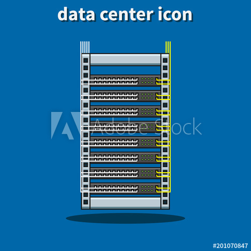 500x500 Server Rack Flat Line Vector Illustration Datacenter Icon