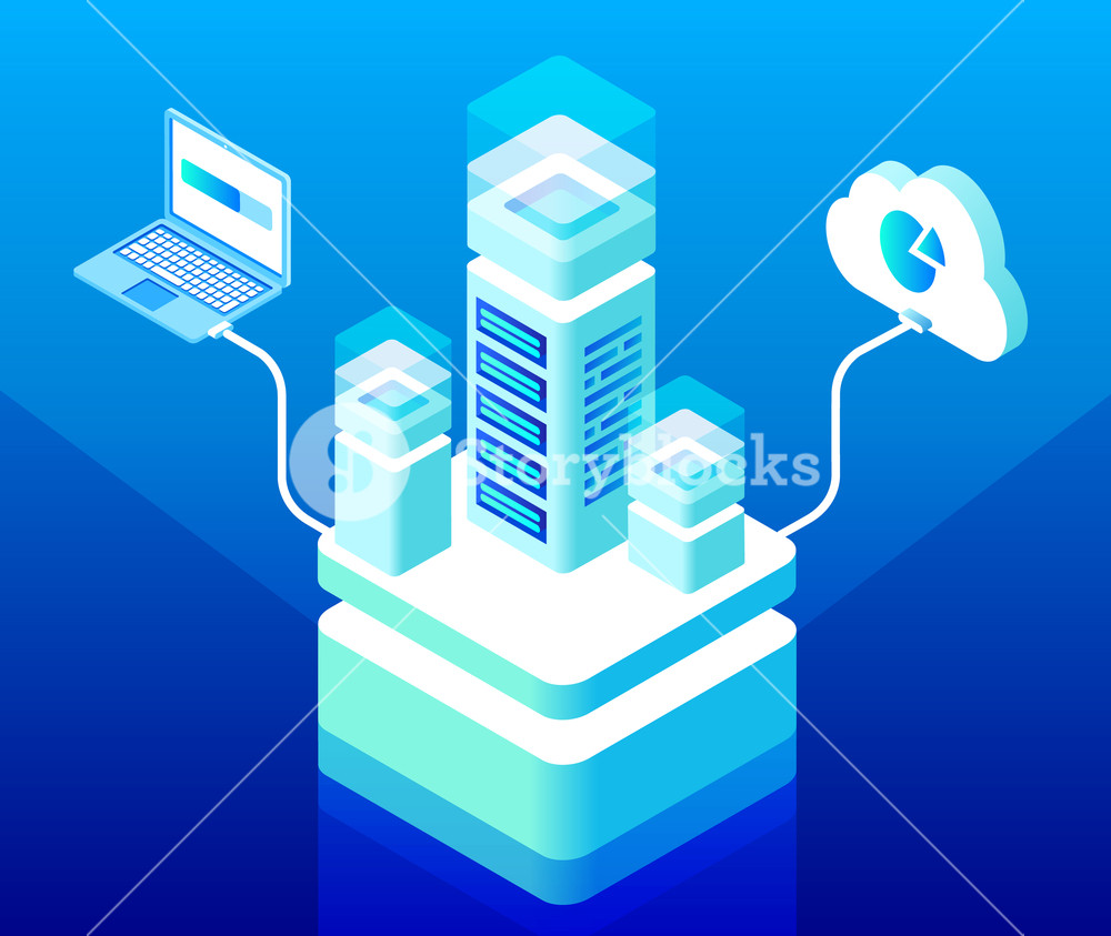 1000x843 Vector Isometric Cloud Computing And Data Storage Center Concept