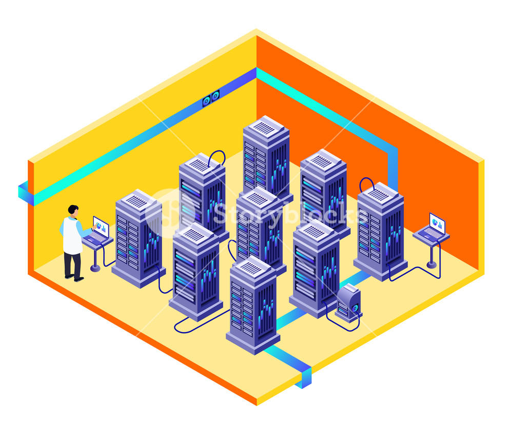 1000x843 Vector Isometric Data Storage Center Cross Section Concept With It