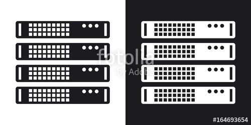 500x250 Vector Server Rack Icon Two Tone Version On Black And White