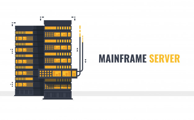 626x386 Mainframe, Open Server Rack With Data Cable, Server Room Vector