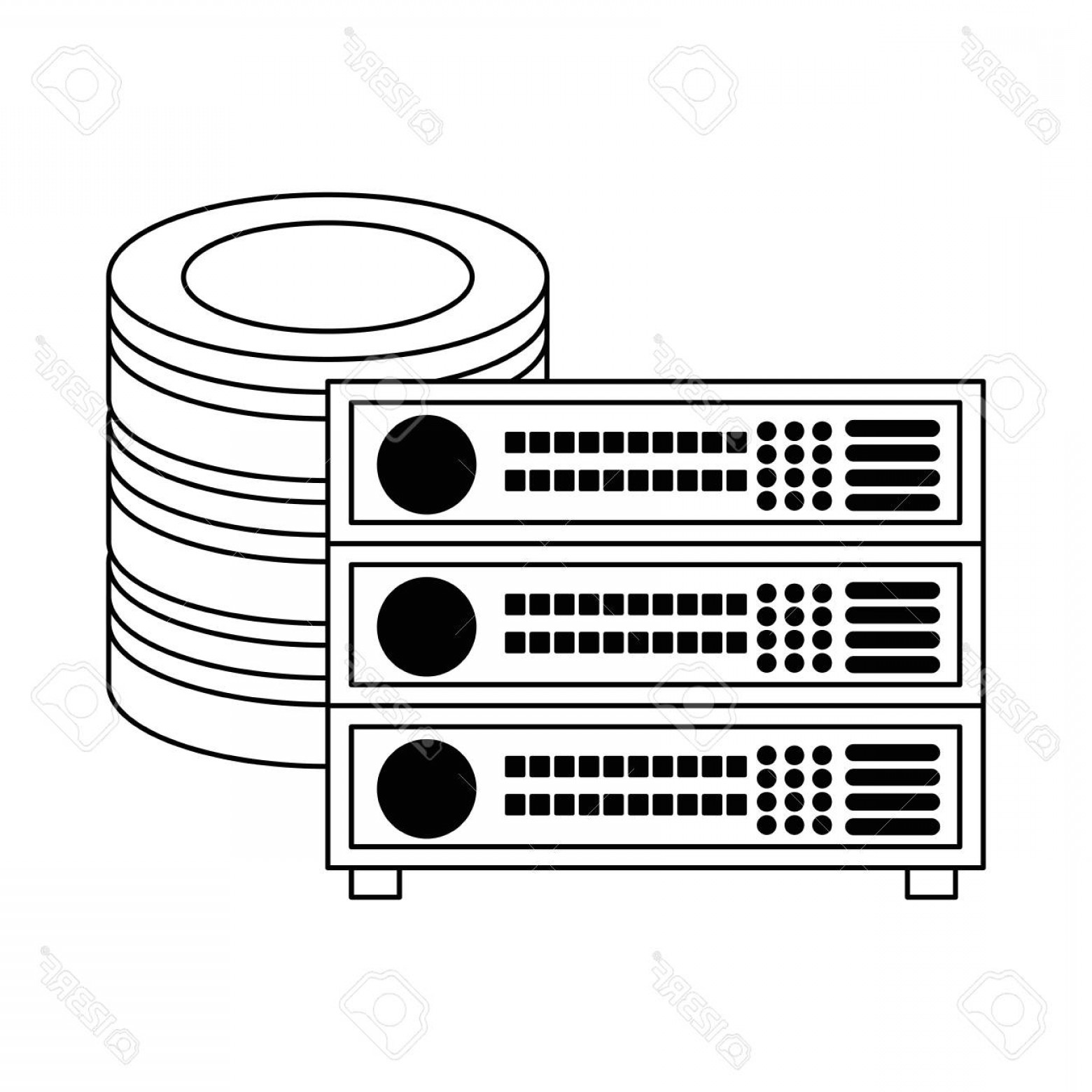 1560x1560 Photostock Vector Data Center Disk With Server Vector Illustration