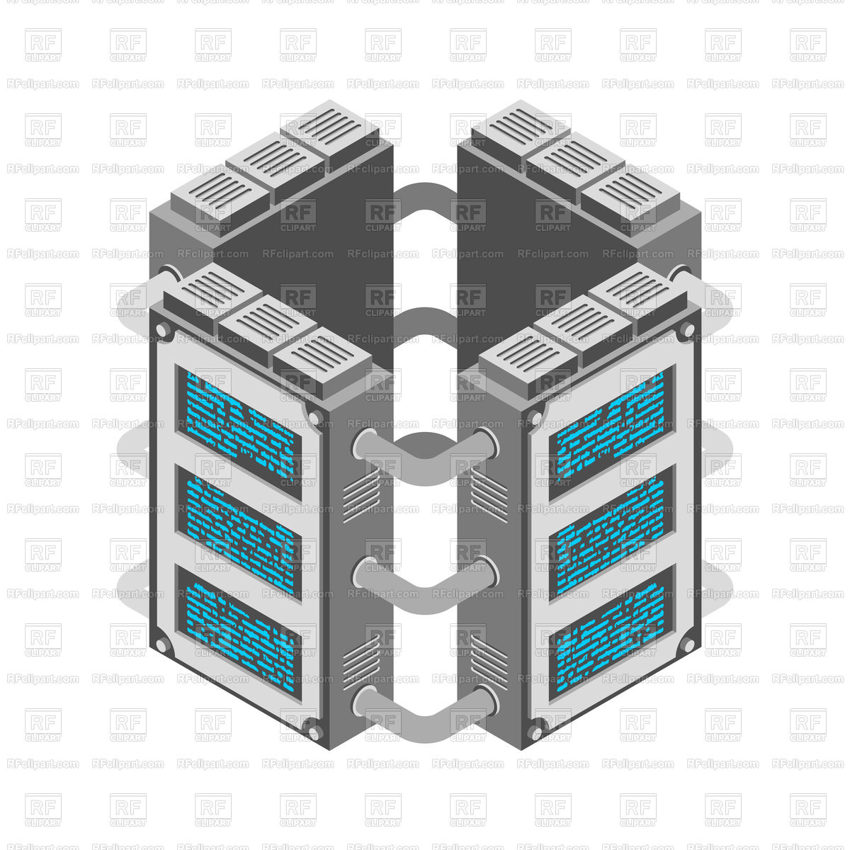 1200x1200 Server Isometric Style On White Background Vector Image