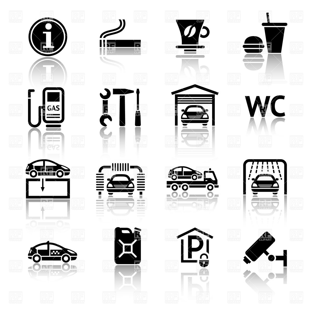 1200x1200 Roadside And Gas Station Services Icons Vector Image