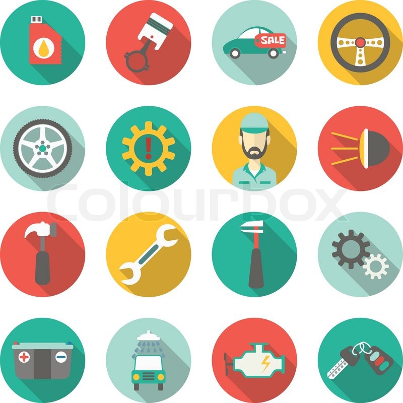 800x800 Car Service Flat Icons Vector Stock Vector Colourbox