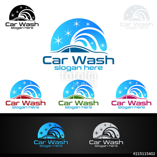 500x500 Car Wash Logo, Cleaning Car, Washing And Service Vector Logo