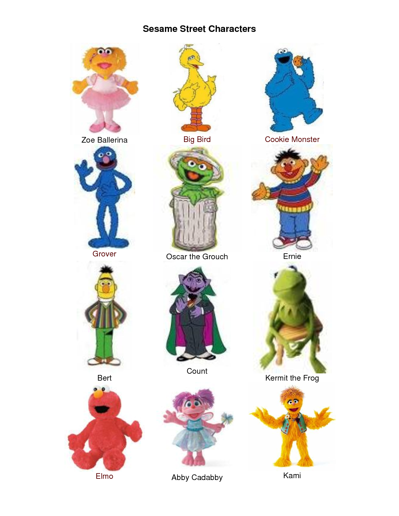 1275x1650 Sesame Street Character Pics