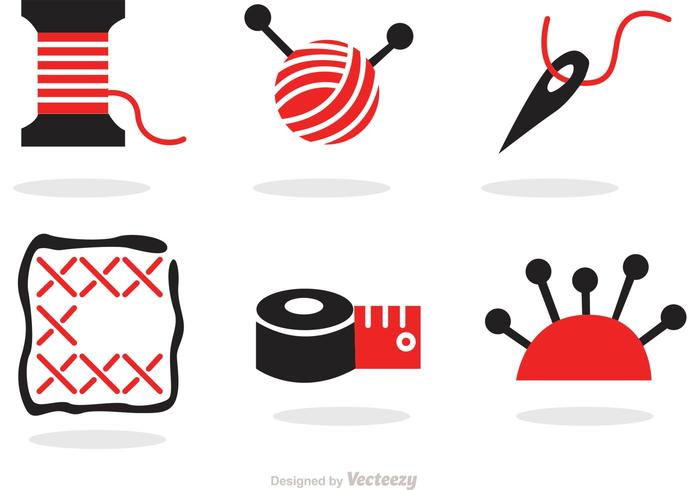 700x490 Sewing And Needlework Black And Red Icons Vector