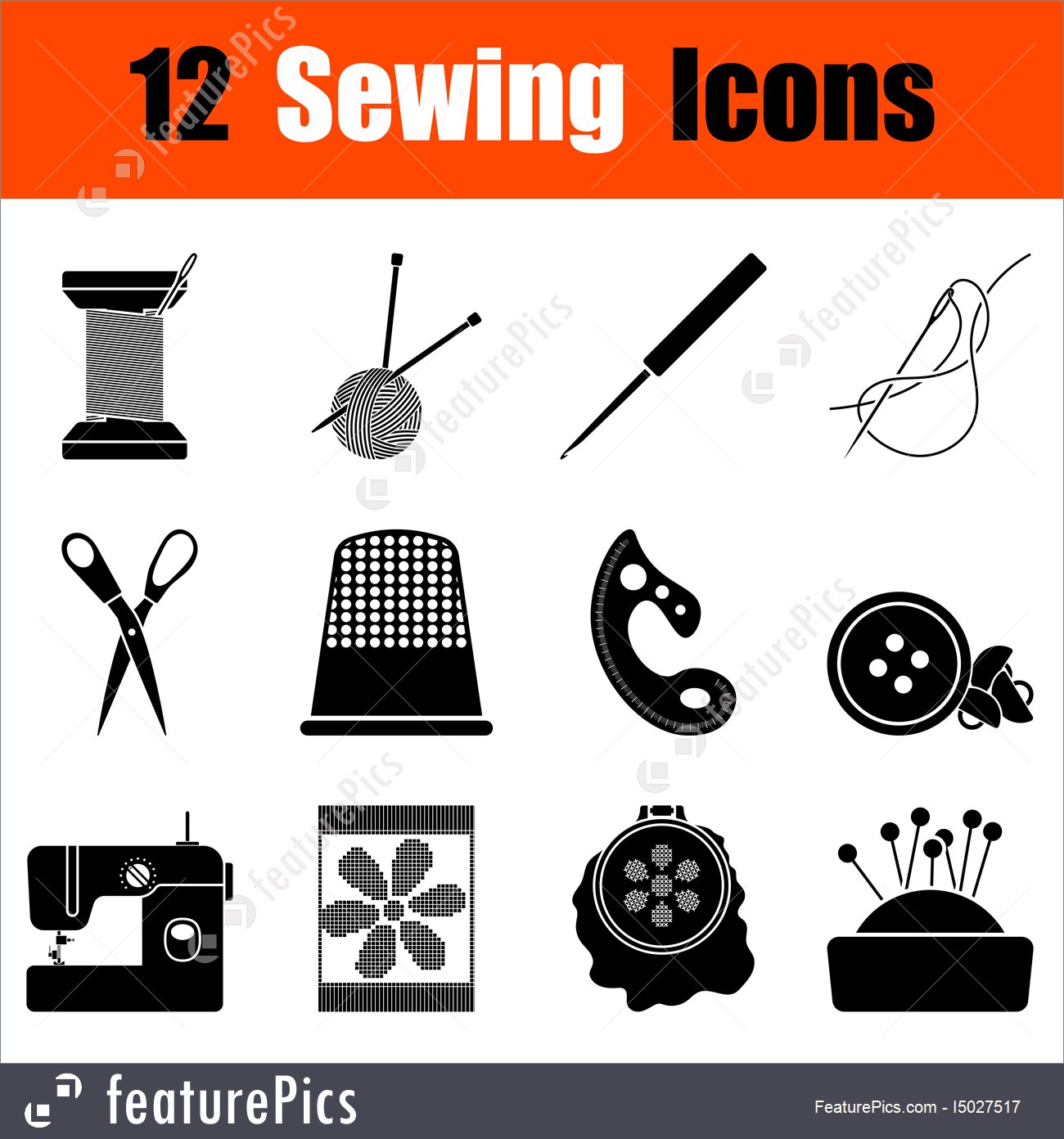 1300x1392 Illustration Of Set Of Sewing Icons