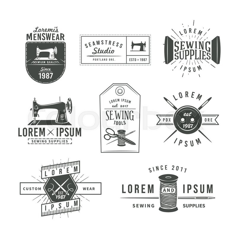 800x800 Set Of Vintage Tailor Labels, Emblems Stock Vector Colourbox