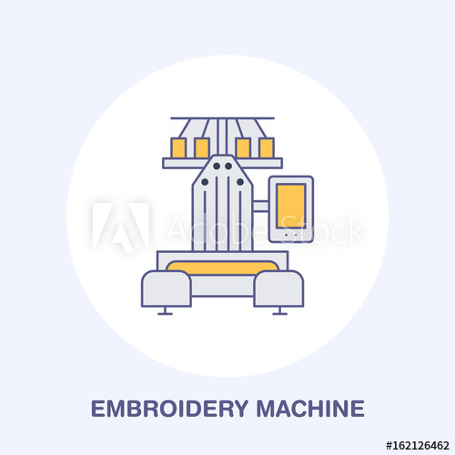 500x500 Sewing Embroidery Machine Flat Line Icon, Logo Vector Colored