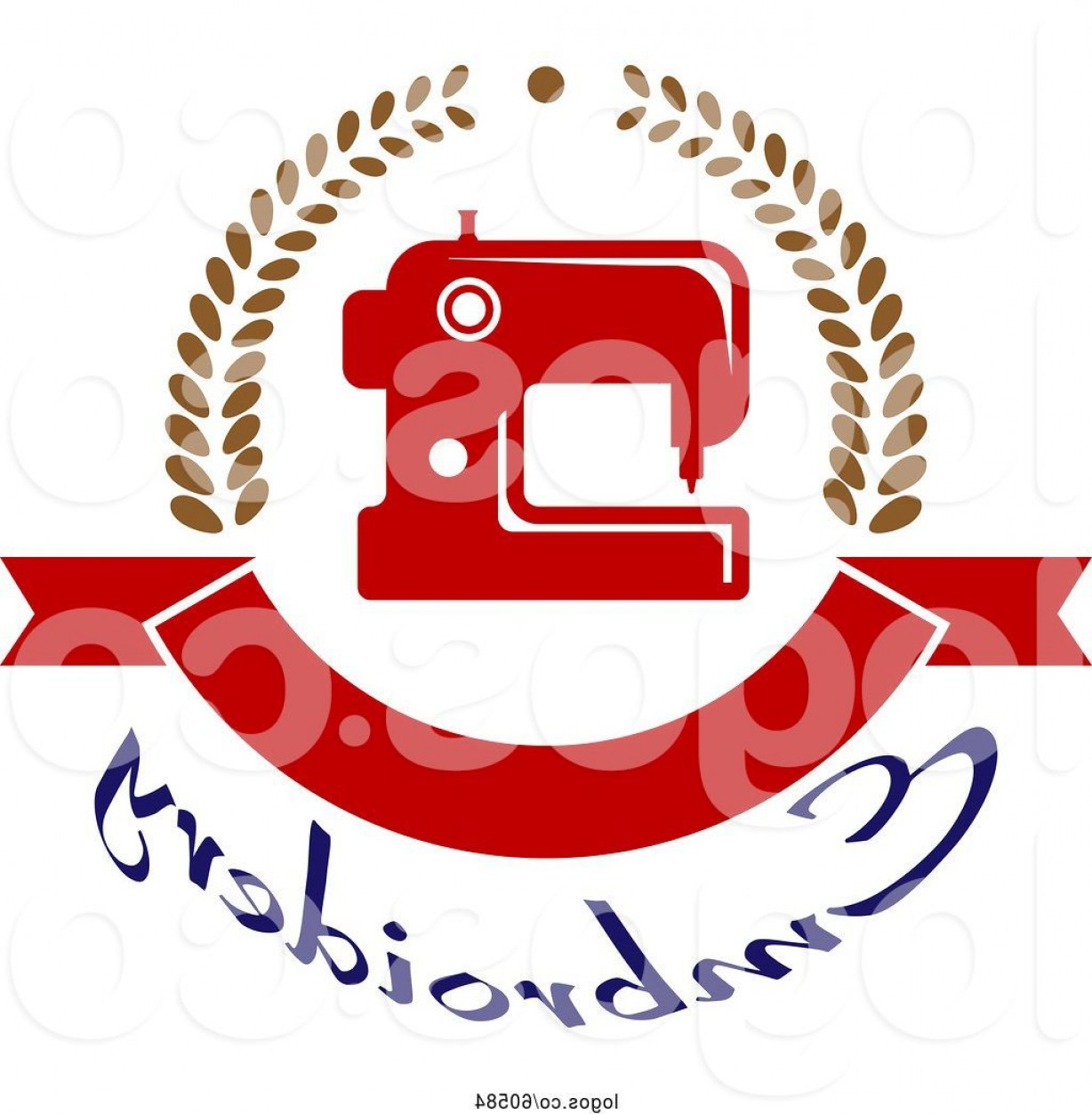1228x1252 Logo Of Red Sewing Machine In A Laurel And Ribbon Banner Wreath
