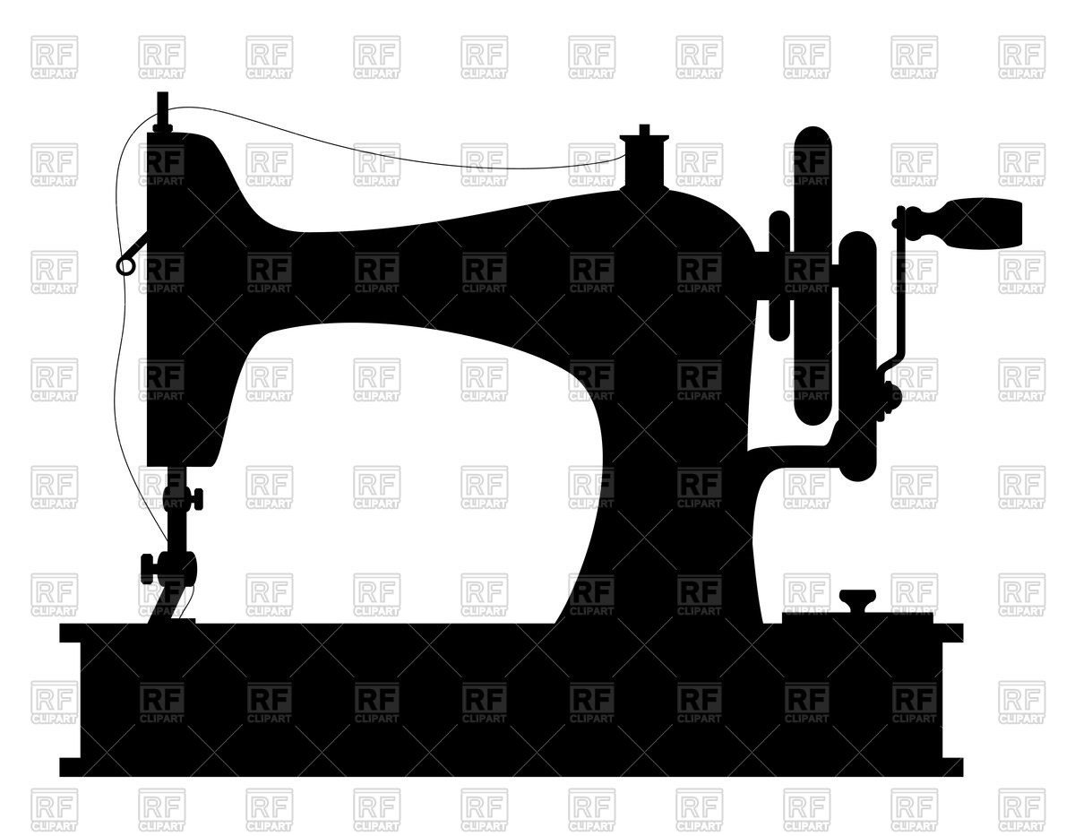 1200x933 Sewing Old Black Machine On White Background Vector Image