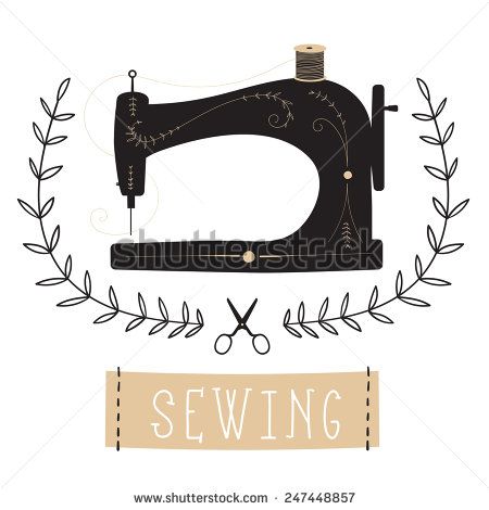 450x470 Vintage Sewing Machine Vector Illustration Clip Art Vintage