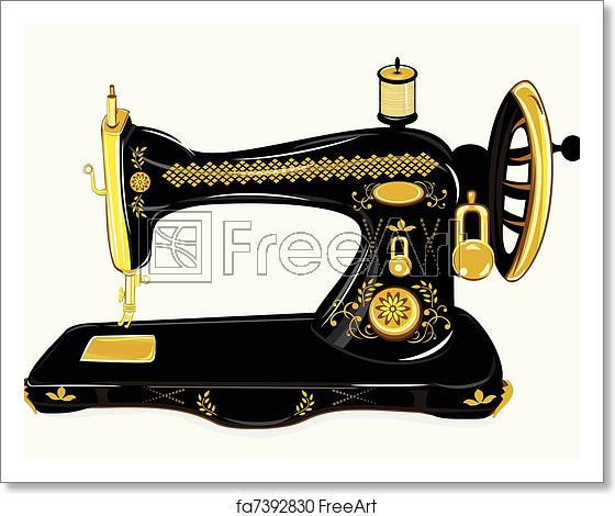 560x470 Free Art Print Of Old Sewing Machine Vector Illustration