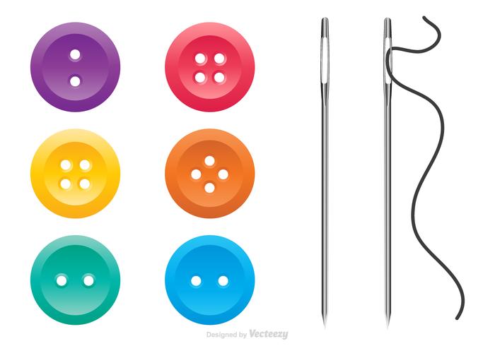 700x490 Colorful Garment Buttons And Sewing Needles Vector Set