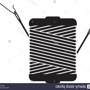 300x300 Stock Photo Monochrome Silhouette With Thread Spool And Sewing