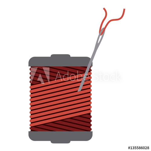 500x500 Color Silhouette With Thread Spool And Sewing Needle Vector