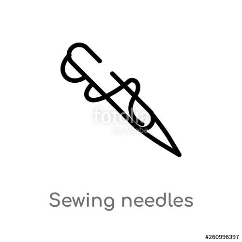500x500 Outline Sewing Needles Vector Icon Isolated Black Simple Line