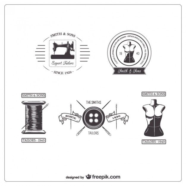 626x626 Retro Tailor Badges Free Vector Design Vector Free, Sewing, Design