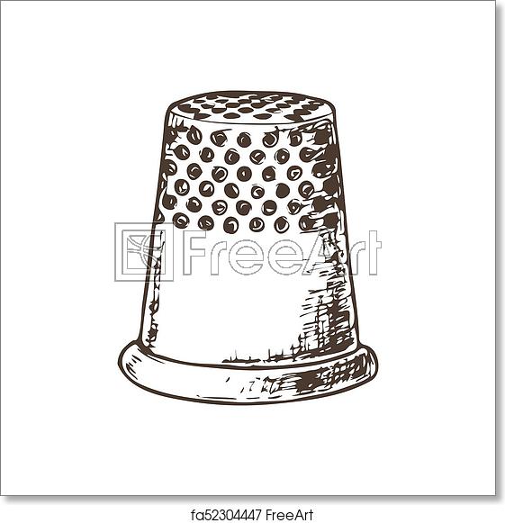 561x581 Free Art Print Of Accessories For Needlework Thimble For Sewing