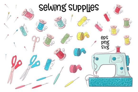 580x386 Hobby Sewing Vector Clip Art Graphic