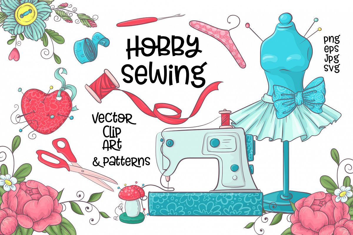 1200x800 Hobby Sewing Vector Clip Art